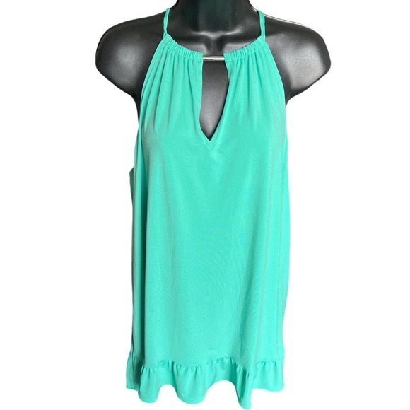 Michael Kors Tops - Michael Kors Teal Sleeveless Keyhole Blouse Size XL